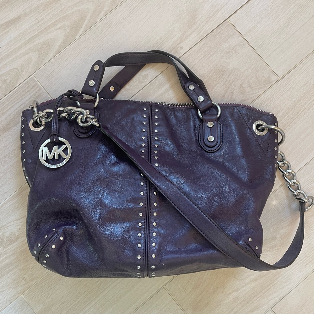 Michael Kors dark purple leather purse